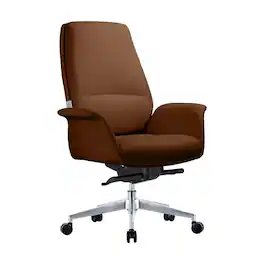 LeisureMod - Summit Leather Office Chair with Durable Metal Frame, Adjustable Height, Swivel, Tilt, and Plush Cushion Support - Dark Brown
