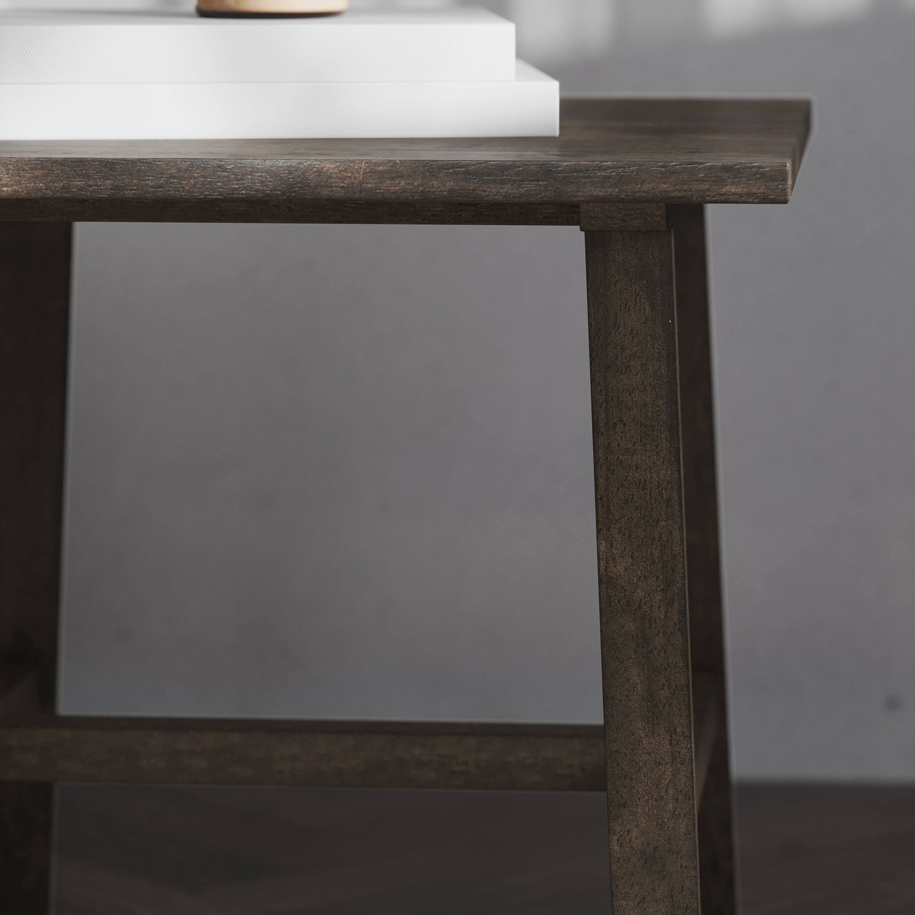 Alt View 4. Emma + Oliver - Saul Solid Wood Farmhouse Trestle End Table - Dark Gray.
