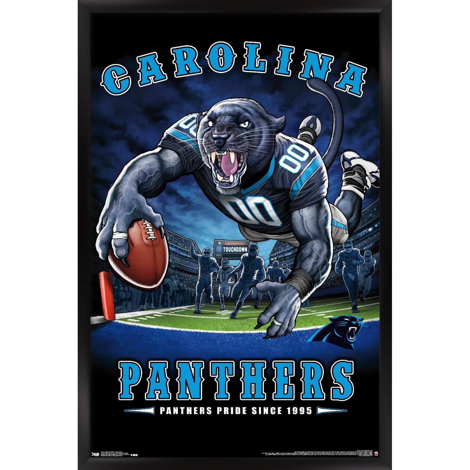 Carolina Panthers 24.25'' x 35.75'' Framed Mascot Endzone Poster