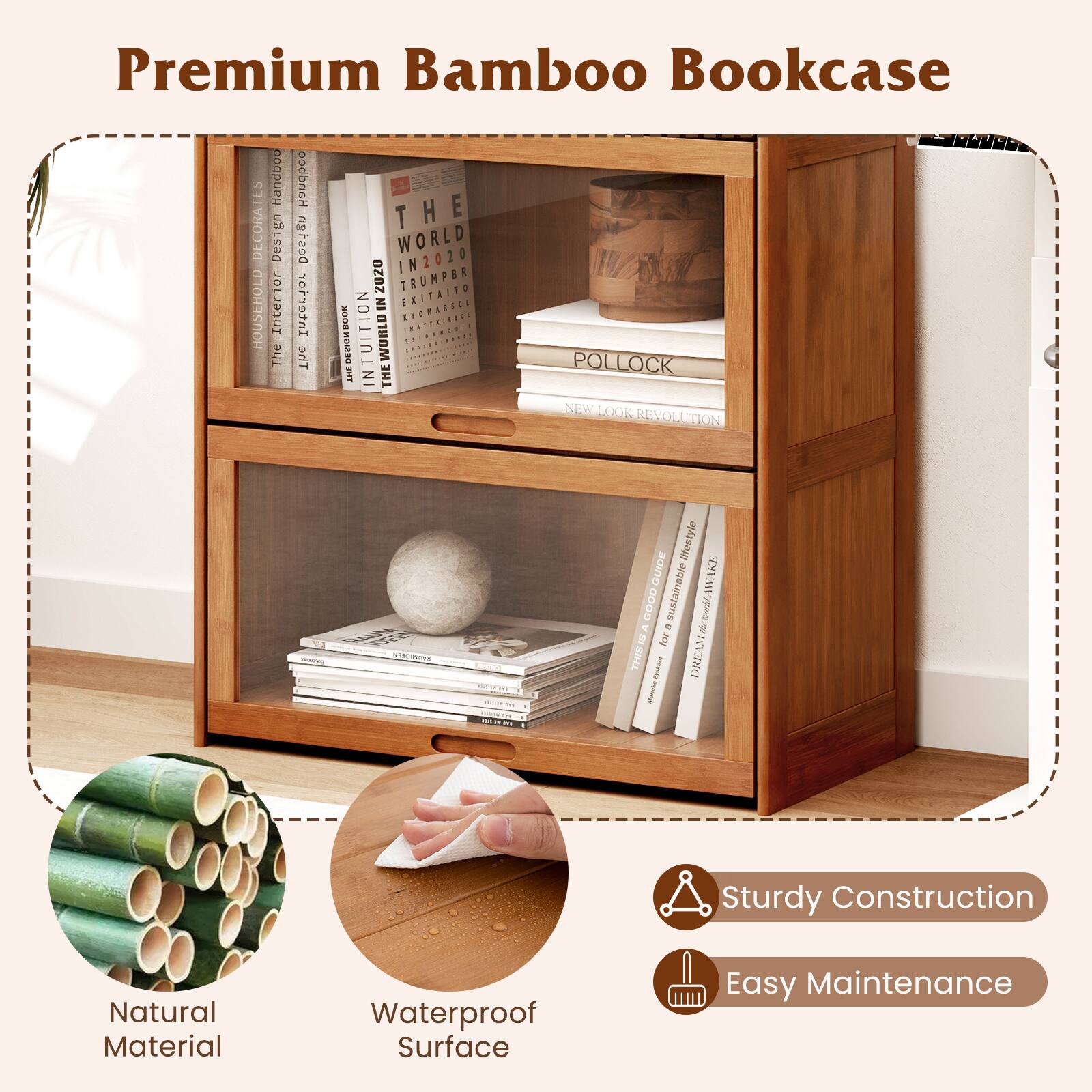 Premium Bamboo Bookcase

- Natural Material
- Waterproof Surface
- Sturdy Construction
- Easy Maintenance

Handboo DECORATES Design HOUSEHOLD Interior The Handboo Design Interter The THE E WORLD IN2020 2UZU TRUMPOR EXITAITO 1 ON IN - crOMaTIdA + + - BOOK -  - - THEDESIGA BOK ER0 INTUITI WORLD IN THE POLLOCK NAN LOOK REVOLLTION 3 - RUA .... | Mestyle SOWYD AKE sustainable L GOOD owil d +   for  THIS I DE Muste  Sturdy Construction Natural Material Waterproof Surface Easy Maintenance