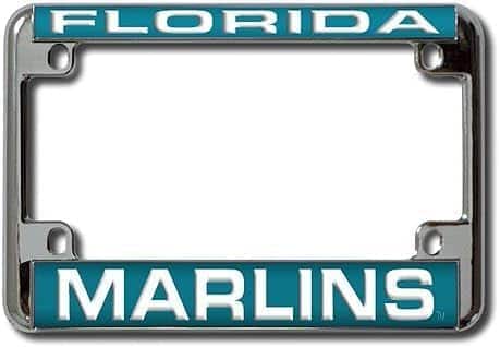 Rico Industries - Florida Baseball Marlins Chrome Motorcycle, RV or Trailer License Plate Frame - Multi