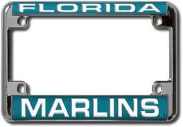 Rico Industries - Florida Baseball Marlins Chrome Motorcycle, RV or Trailer License Plate Frame - Multi