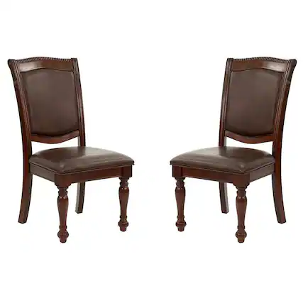 Front. Manhattan Lane - Set Of 2 Rubber Wood Traditional Dining Chair, Dark Brown - Dark Brown.