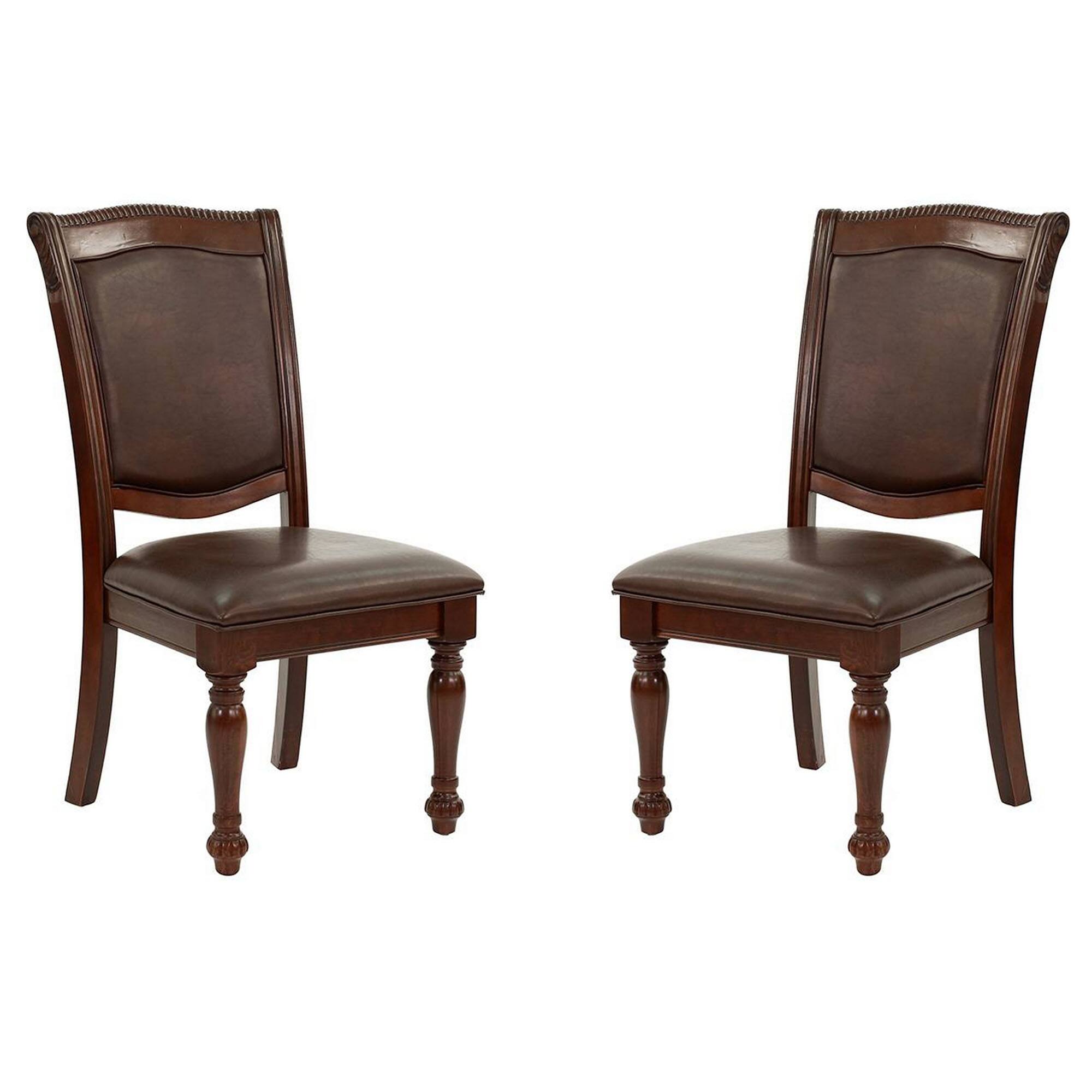 Front. Manhattan Lane - Set Of 2 Rubber Wood Traditional Dining Chair, Dark Brown - Dark Brown.