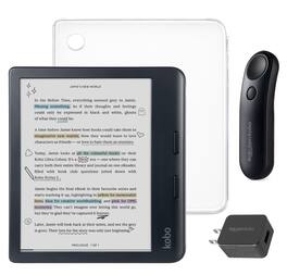 Kobo - Libra Colour (Black) eReader with Black Remote & AC Bundle - 2024 - Clear Case