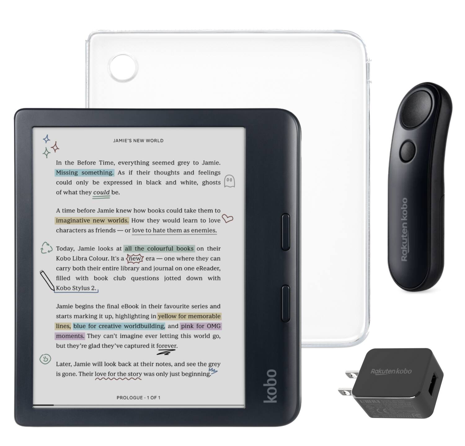 【極美品】楽天 Kobo Libra 2 ブラック Kobo Libra Colour eReader (Black) with Stylus 2Gen and AC Bundle