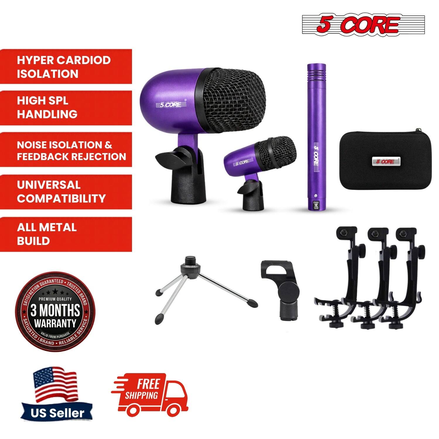5 CORE HYPER CARDIOID ISOLATION HIGH SPL HANDLING  
5 CORE NOISE ISOLATION & FEEDBACK REJECTION  
CORE UNIVERSAL COMPATIBILITY  
ALL METAL BUILD  
GUARANTEED TRUSTED SATISFACTION  
PREMIUM QUALITY  
3 MONTHS WARRANTY  
PEHAICE SATISFACTION  
RELIABLE SERVICE - BRAND RELIABLE  
US SELLER  
FREE SHIPPING
