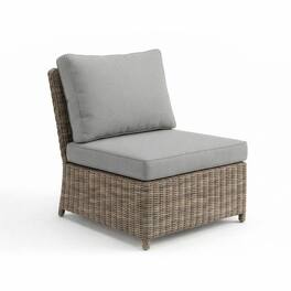 Martha Stewart - Lily Pond Indoor-Outdoor Modular Patio Sectional Sofa Center Seat with All-Weather Cushions - Gray Cushions/Weathered Gray Frame