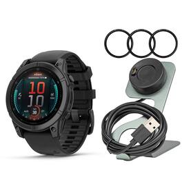 Garmin - fenix E 47mm AMOLED GPS Smartwatch (Slate Steel/Black) Bundle with Charging Stand and Screen Protector - Black - (2025)