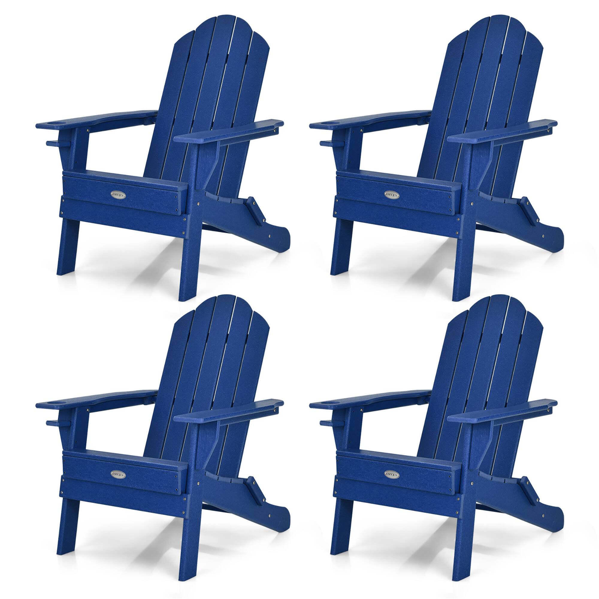 Gymax - 4PCS Patio Folding Adirondack Chair Weather Resistant Cup Holder Yard - Navy price history on PriceWatchPro