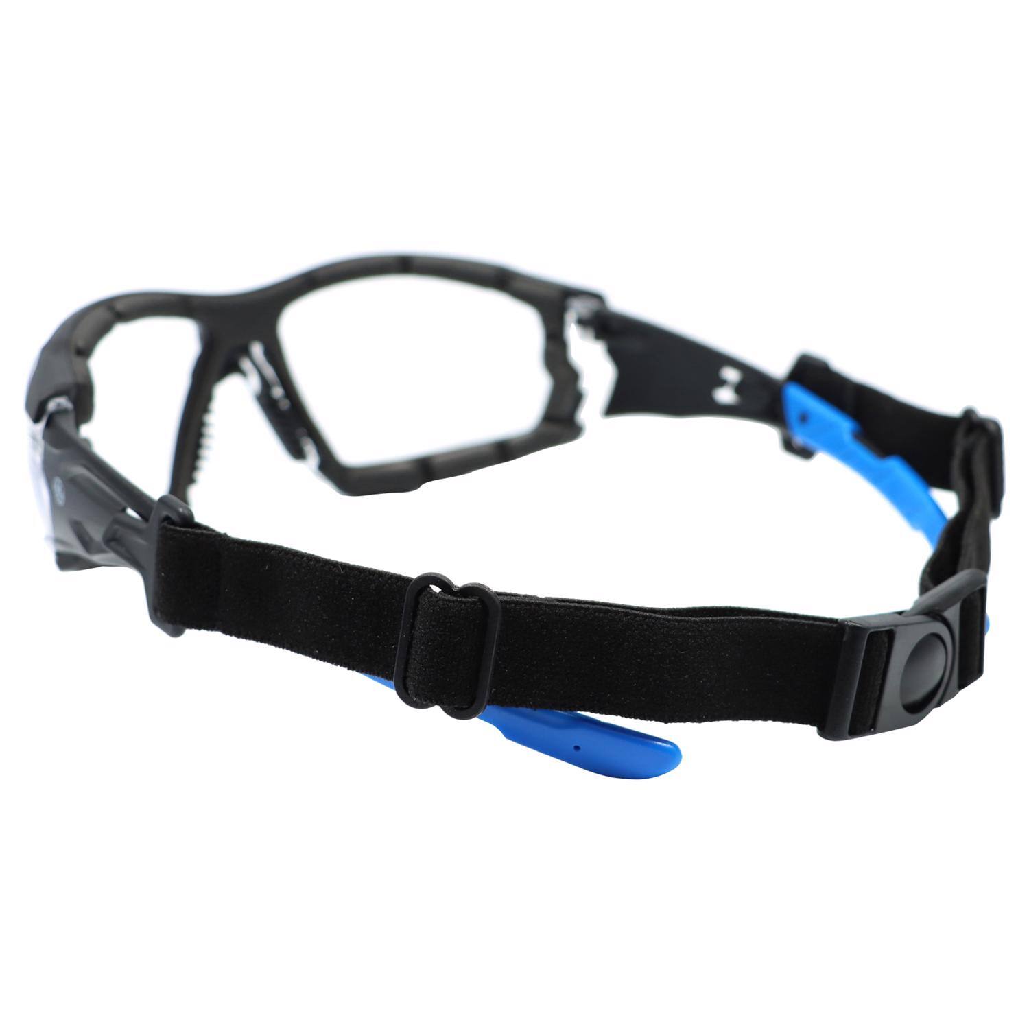 Left. General Electric - General Electric 05 Series Anti-Fog Impact-Resistant Safety Glasses Clear Lens Black/Blue Frame 1 pk - Black | Blue.
