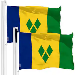 G128 - 2-Pack Saint Vincent and the Grenadines Flag — 3x5 ft 150D Polyester, Brass Grommets - Assorted Colors