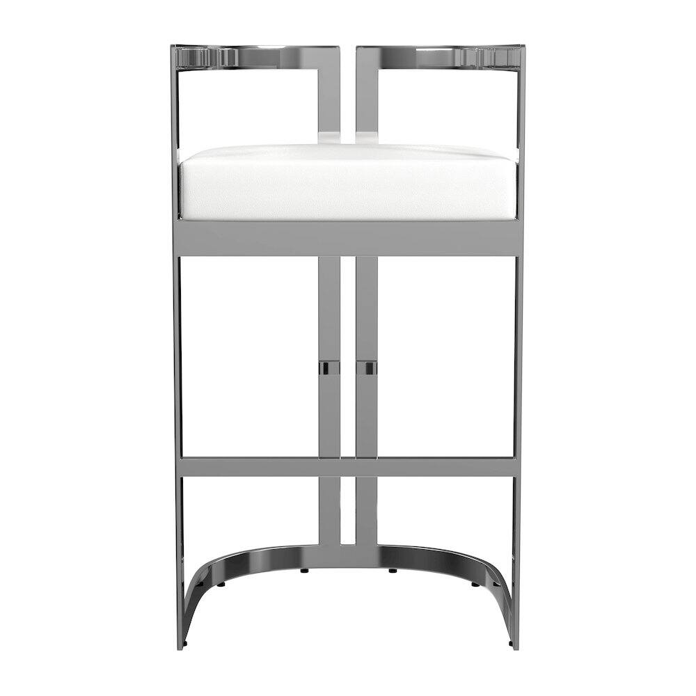 Back. Butler Specialty - Clarence Faux Leather 28" Barstool - White.