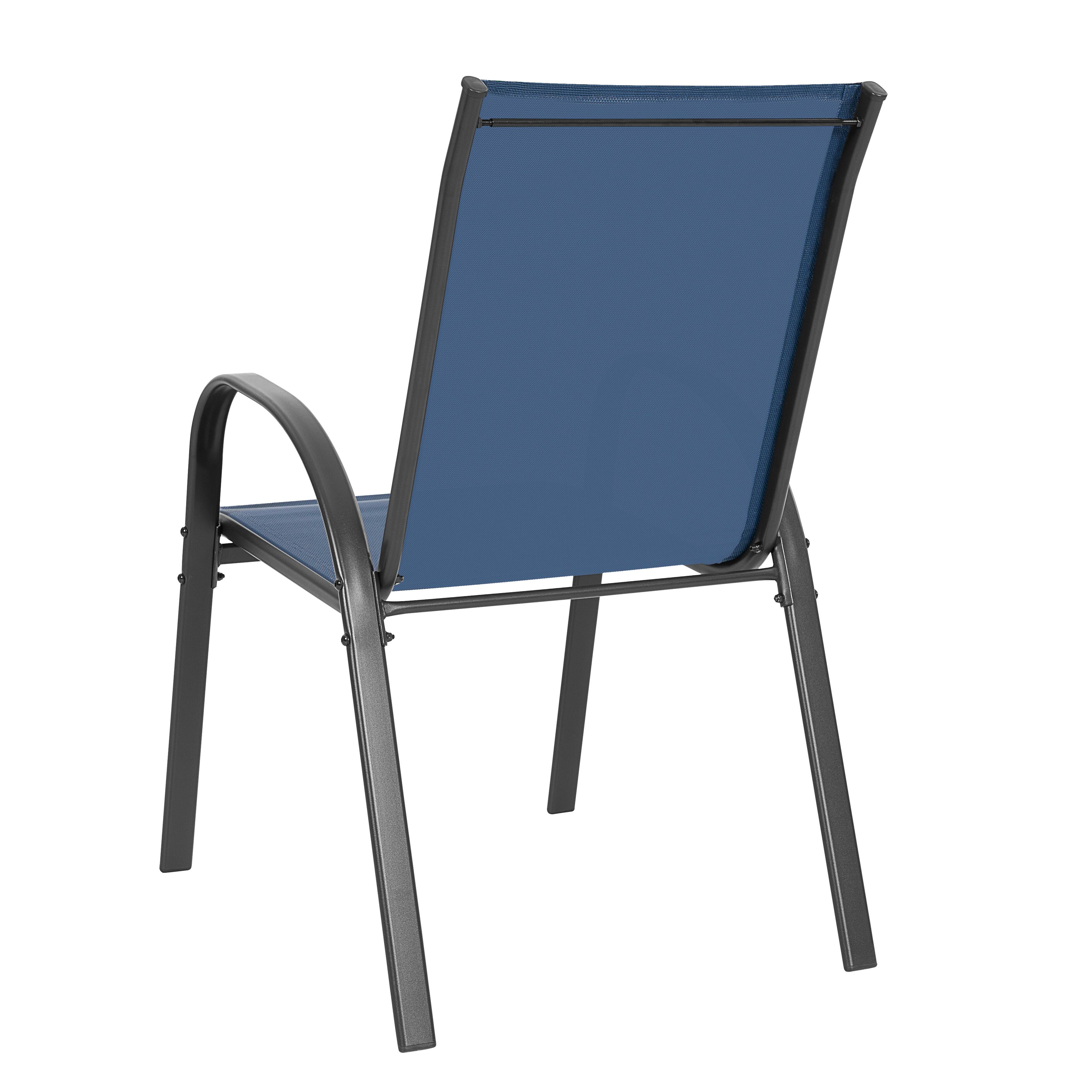 Alt View 7. Nuu Garden - Patio Chairs Set of 4, Stackable Outdoor Dining Chairs with Armrests, Breathable Textilene - Blue and Black.
