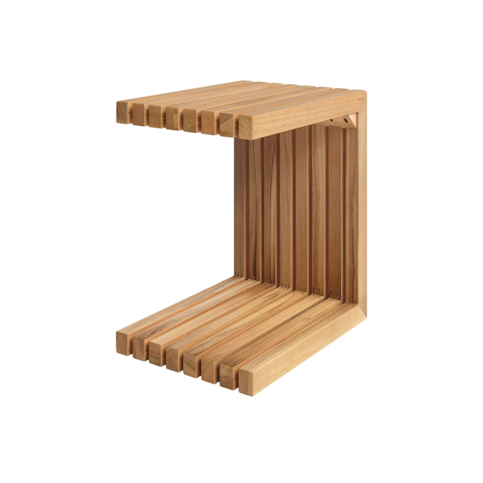 Front. Decksplore - Perina 16" Teak Outdoor Side Table - Brown.