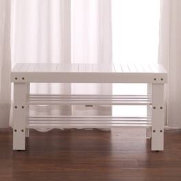 GOODSILO - Solid Wood Shoe Bench with Storage Shelf, Durable Entryway Furniture for Organizing Footwear - White