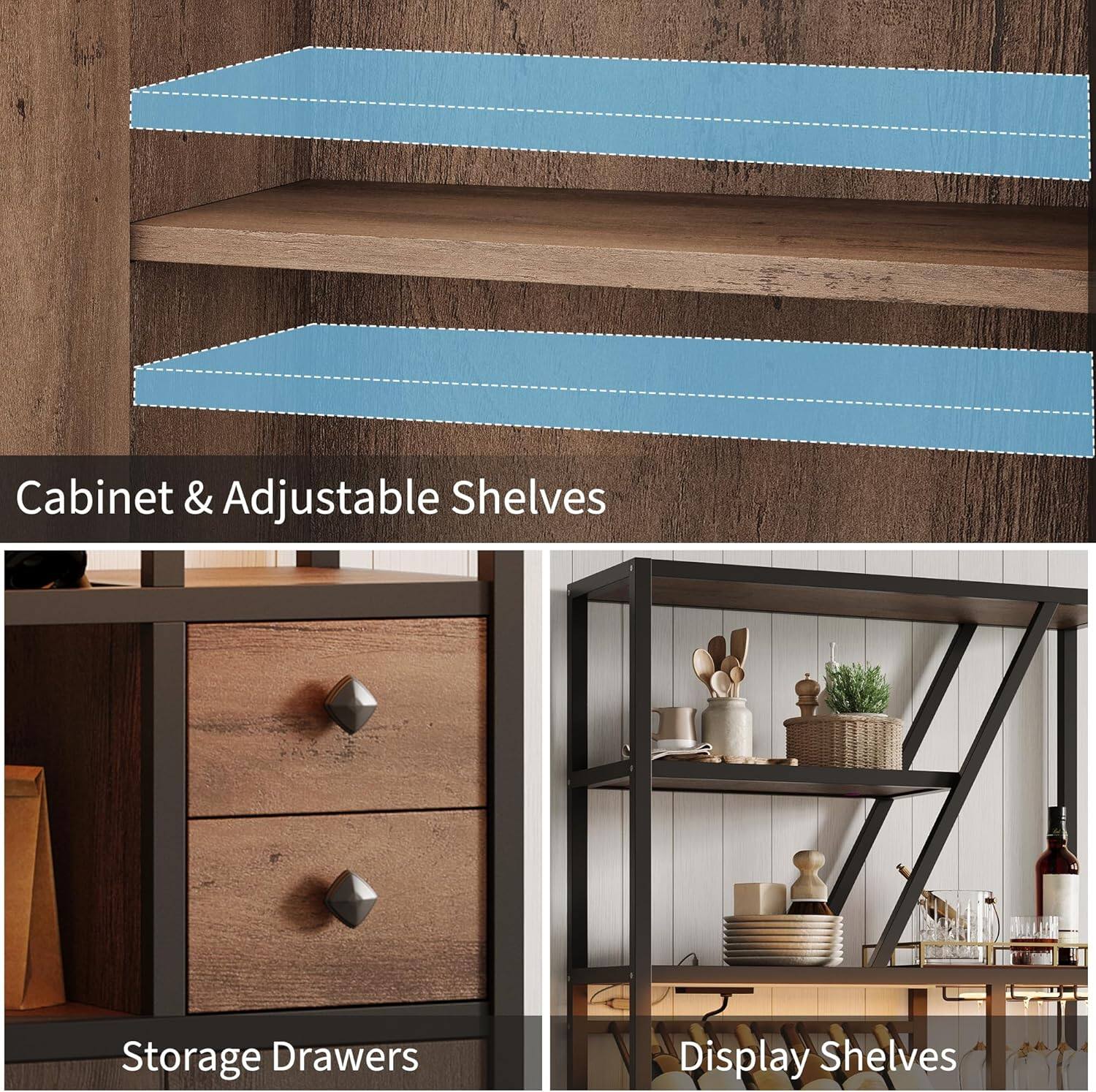 Cabinet & Adjustable Shelves

Storage Drawers

Display Shelves