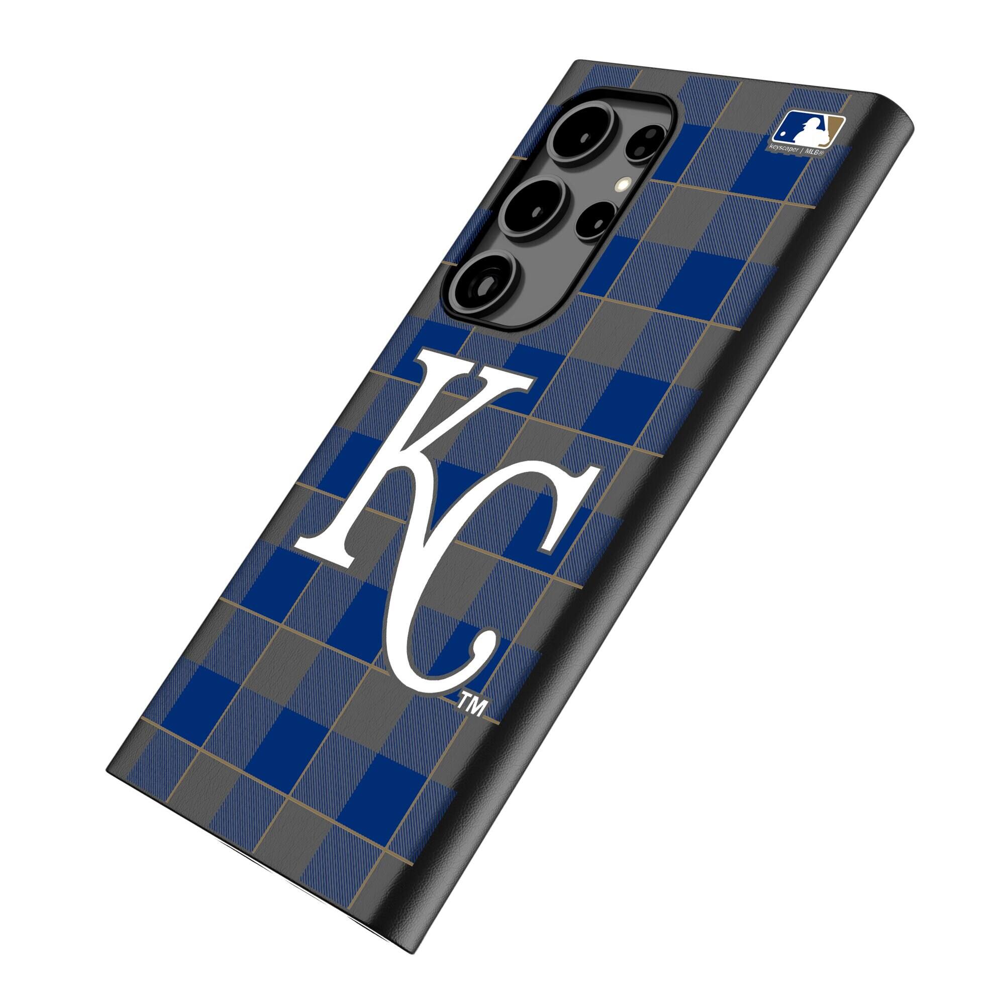 Alt View 1. Keyscaper - Kansas City Royals Plaid Galaxy Magnetic Bump Case - S24 - Black.