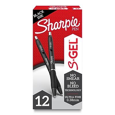 Sharpie - S-Gel Retractable Gel Pens, 0.38 mm, Ultra Fine Point, Black Ink, Dozen (2140521)