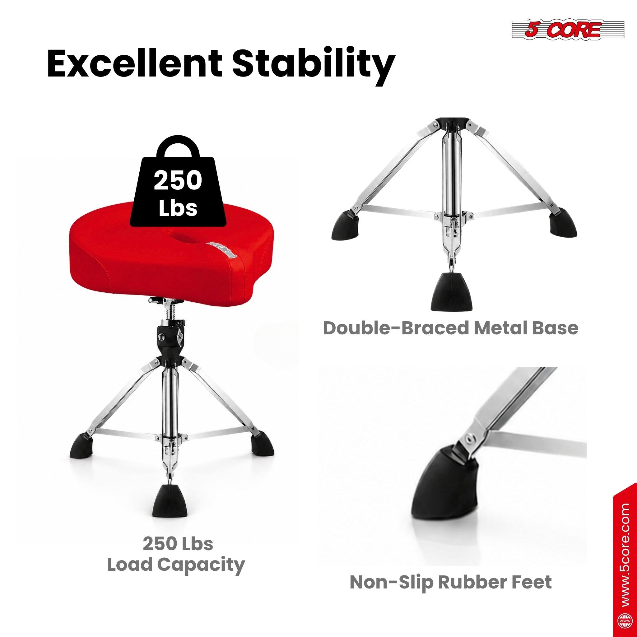 Excellent Stability  
5 CORE  
250 Lbs Double-Braced Metal Base  
250 Lbs Load Capacity  
Non-Slip Rubber Feet  
www.5core.com