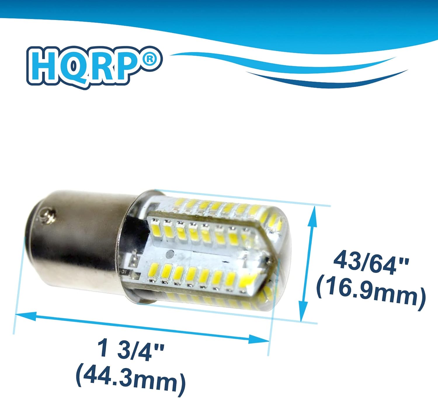 HQRP  
1 3/4" (44.3mm)  
43/64" (16.9mm)