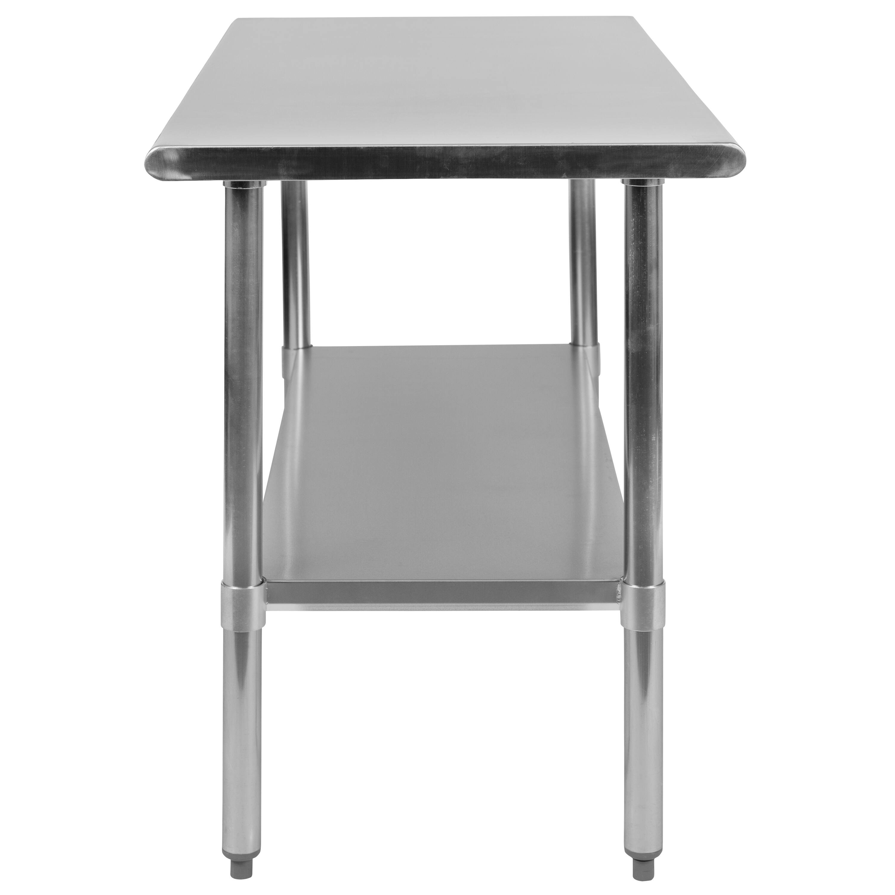 Alt View 5. Emma + Oliver - Stainless Steel 18 Gauge Prep and Work Table with Undershelf - Stainless Steel.