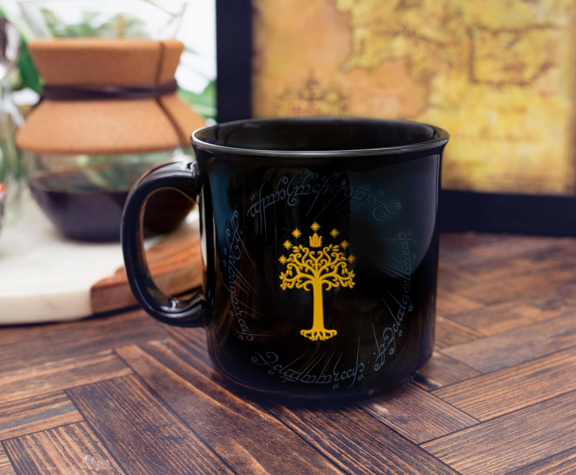 Alt View 2. Silver Buffalo - The Lord Of The Rings Gondor Black Ceramic Camper Mug | Holds 20 Ounces - Black.