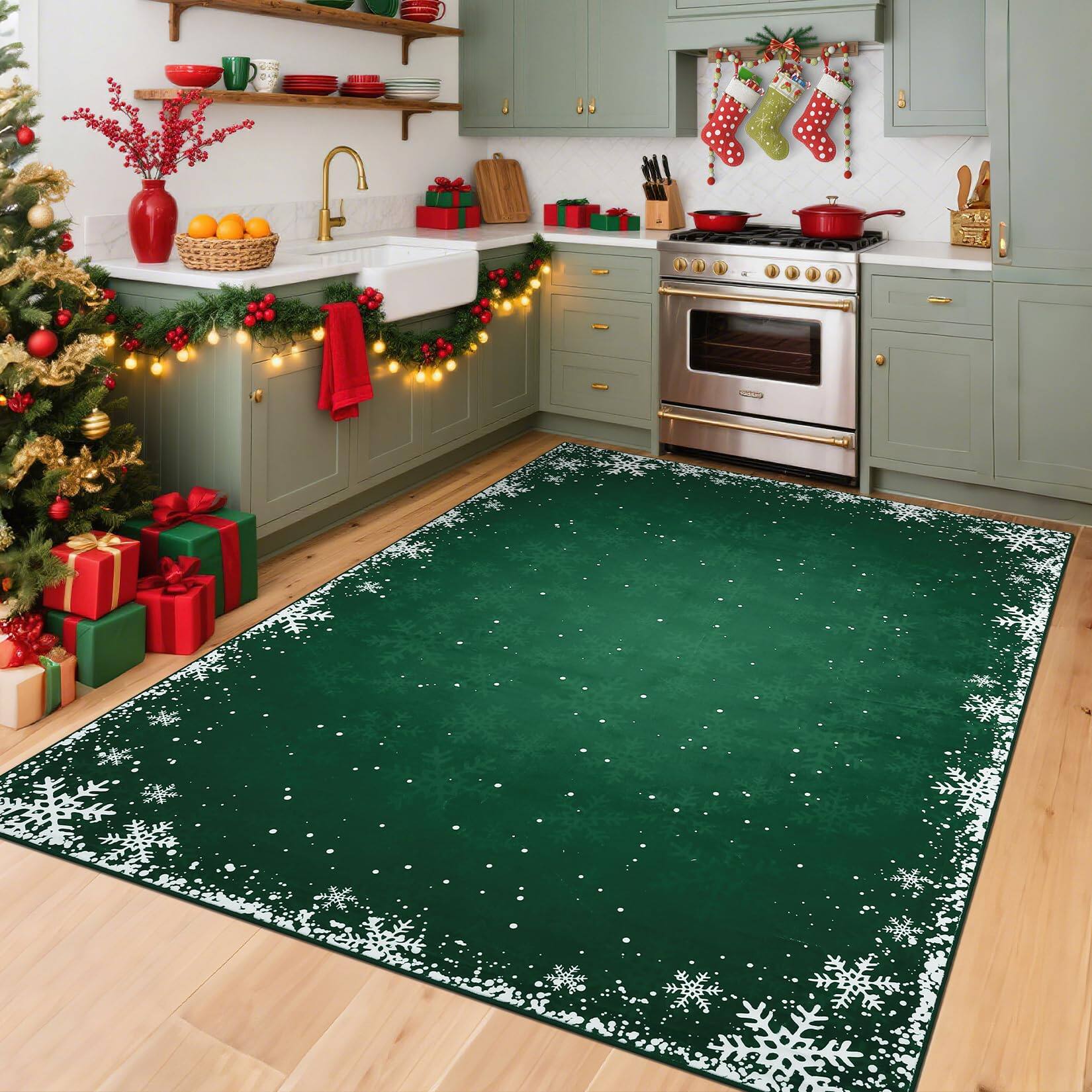 Xmas Snow Green-3' x 5' (Rectangular)