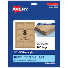 Avery - Printable Tags, 2" x 3", Kraft 200ct - Brown
