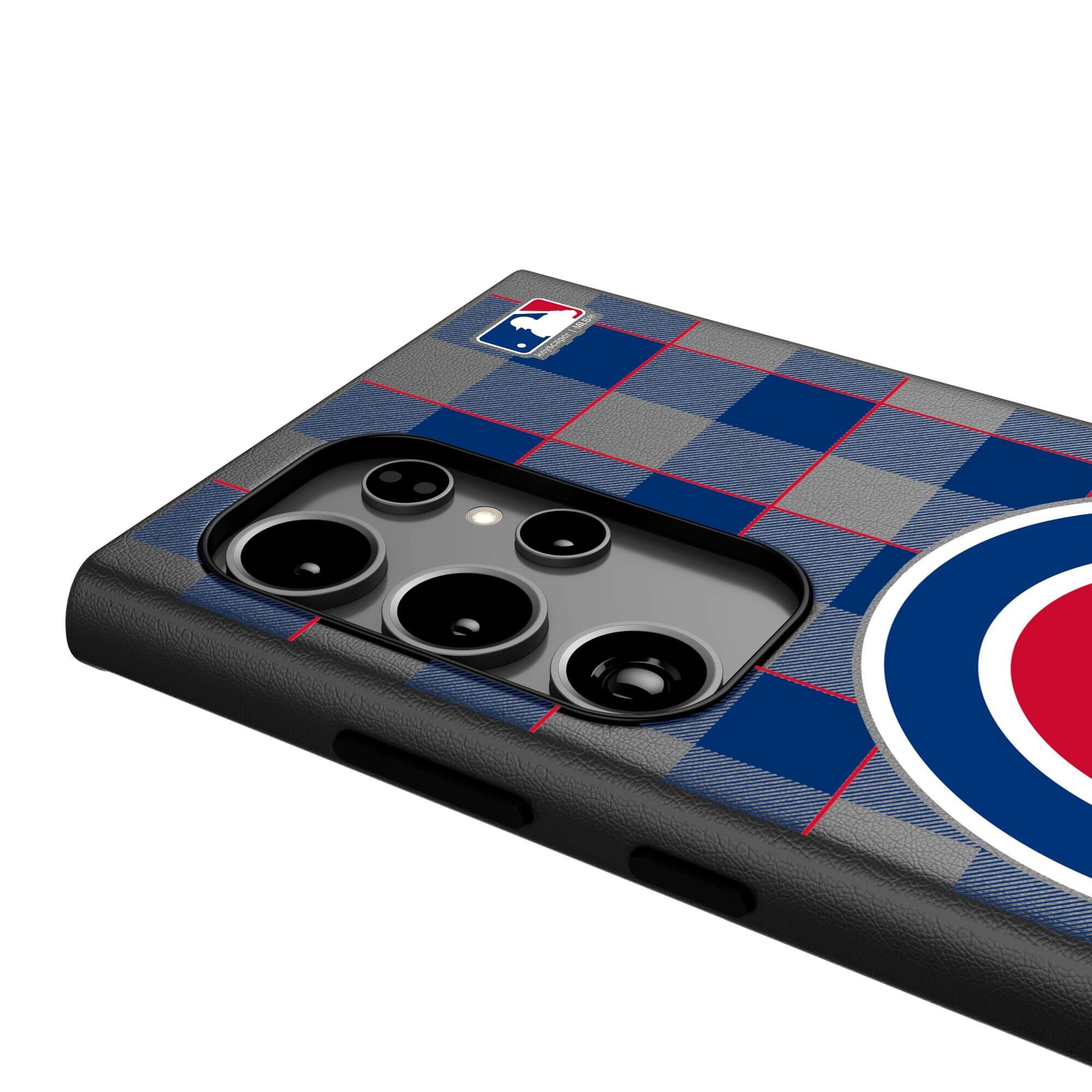 Alt View 3. Keyscaper - Chicago Cubs Plaid Galaxy Magnetic Bump Case - S24 - Black.