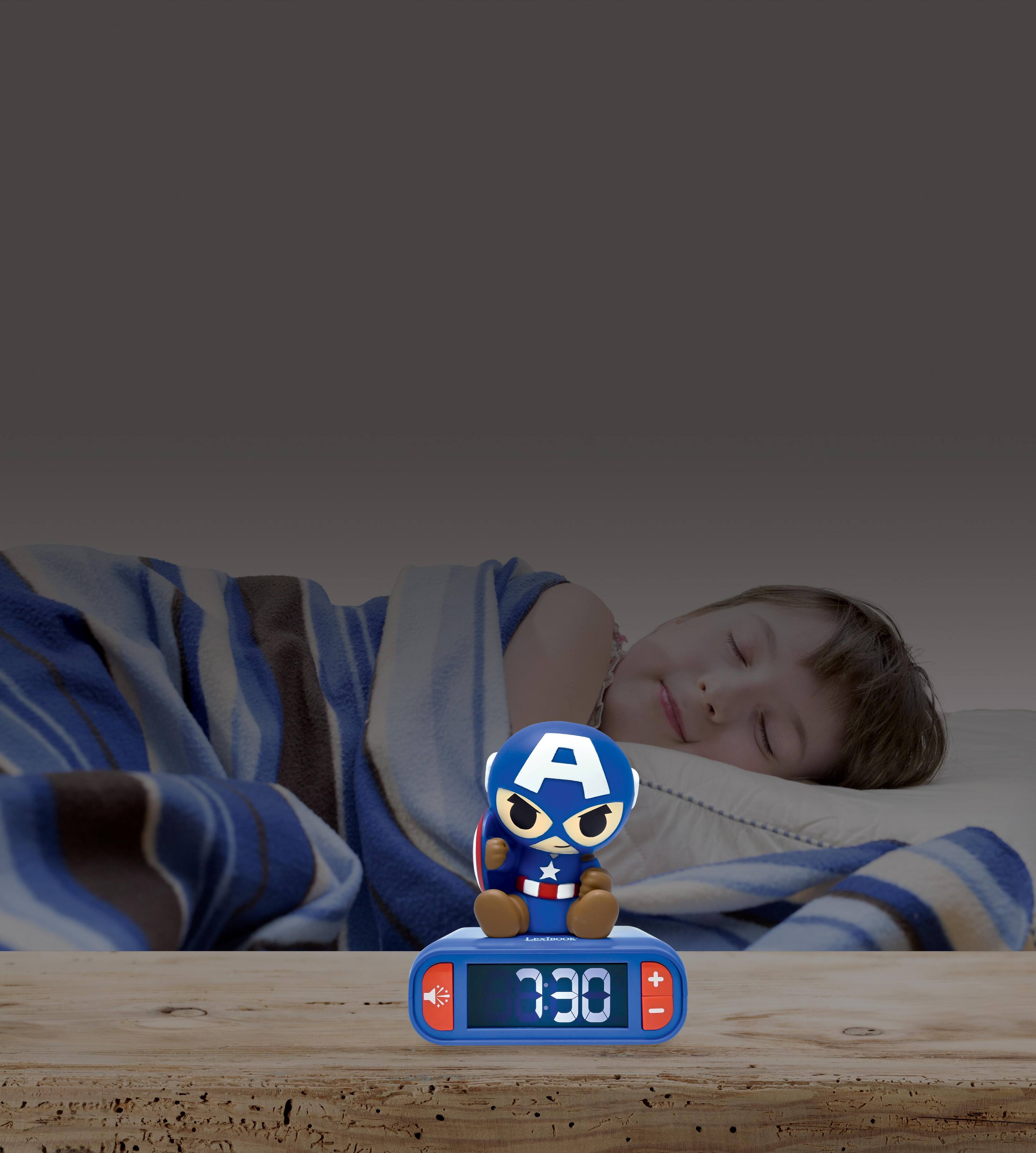 Alt View 4. Lexibook - Avengers Night Light Alarm Clock with Sounds - BLUE.