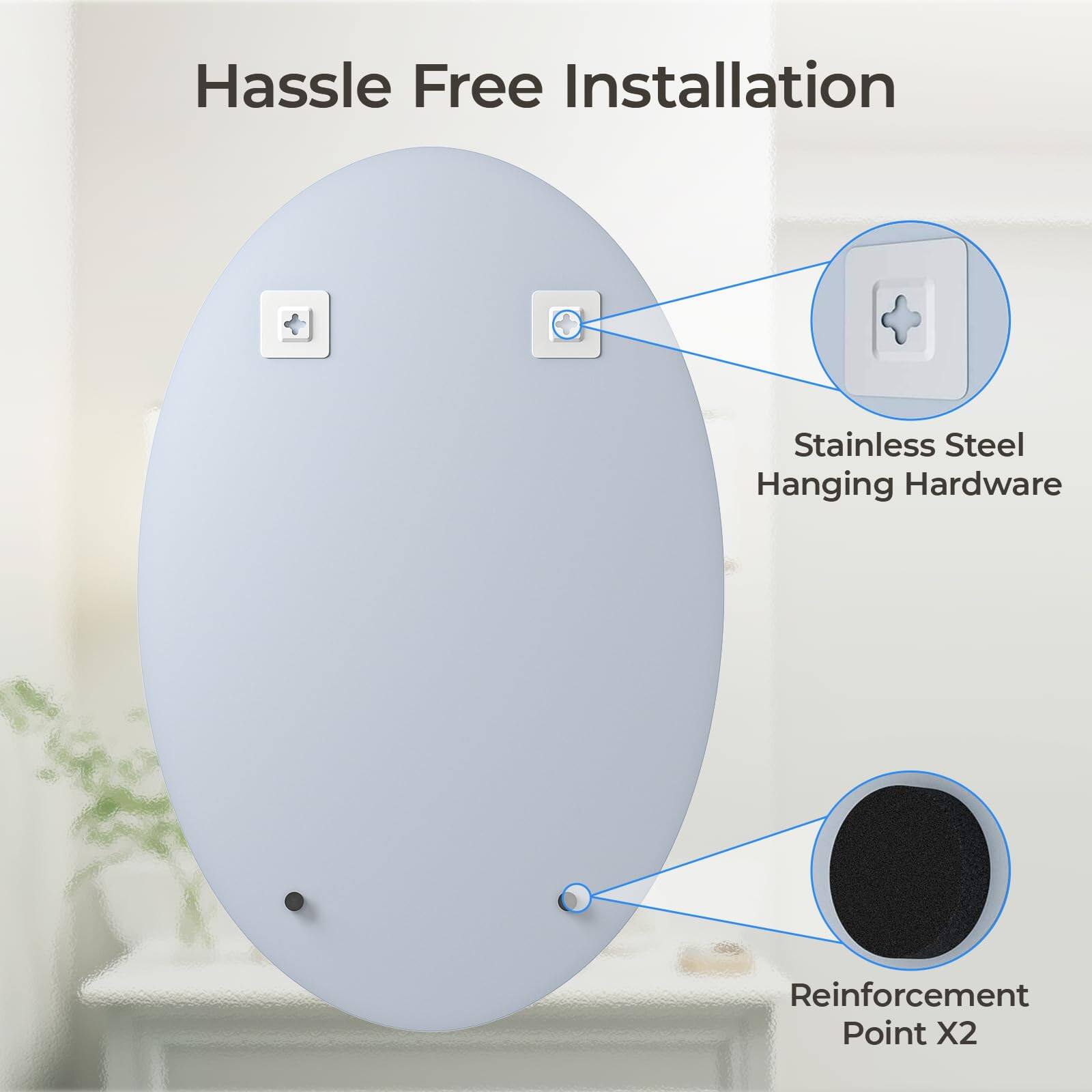 Hassle Free Installation

- Stainless Steel Hanging Hardware
- Reinforcement Point X2