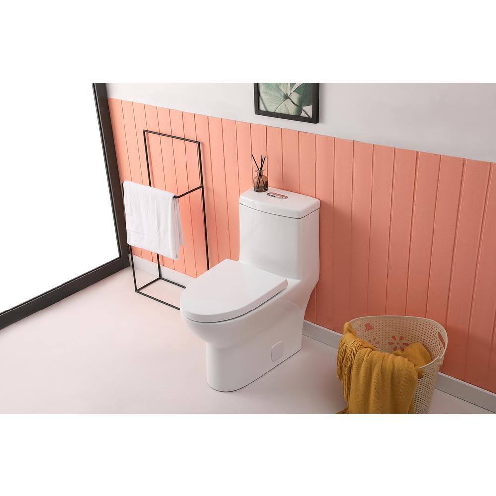 Alt View 9. Elegant Kitchen and Bath - Winslet One-piece elongated Toilet 28x15x30 in White - White.