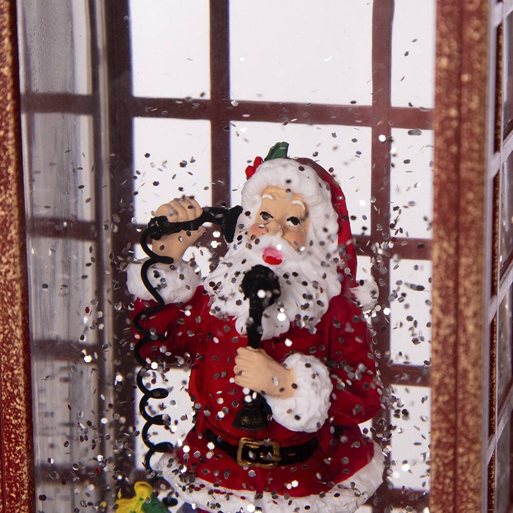 Alt View 7. Dexmalle - Dexmalle-Christmas Lighted Water Spinning Phone Booth With Santa On Phone-White+Red - White+Red.