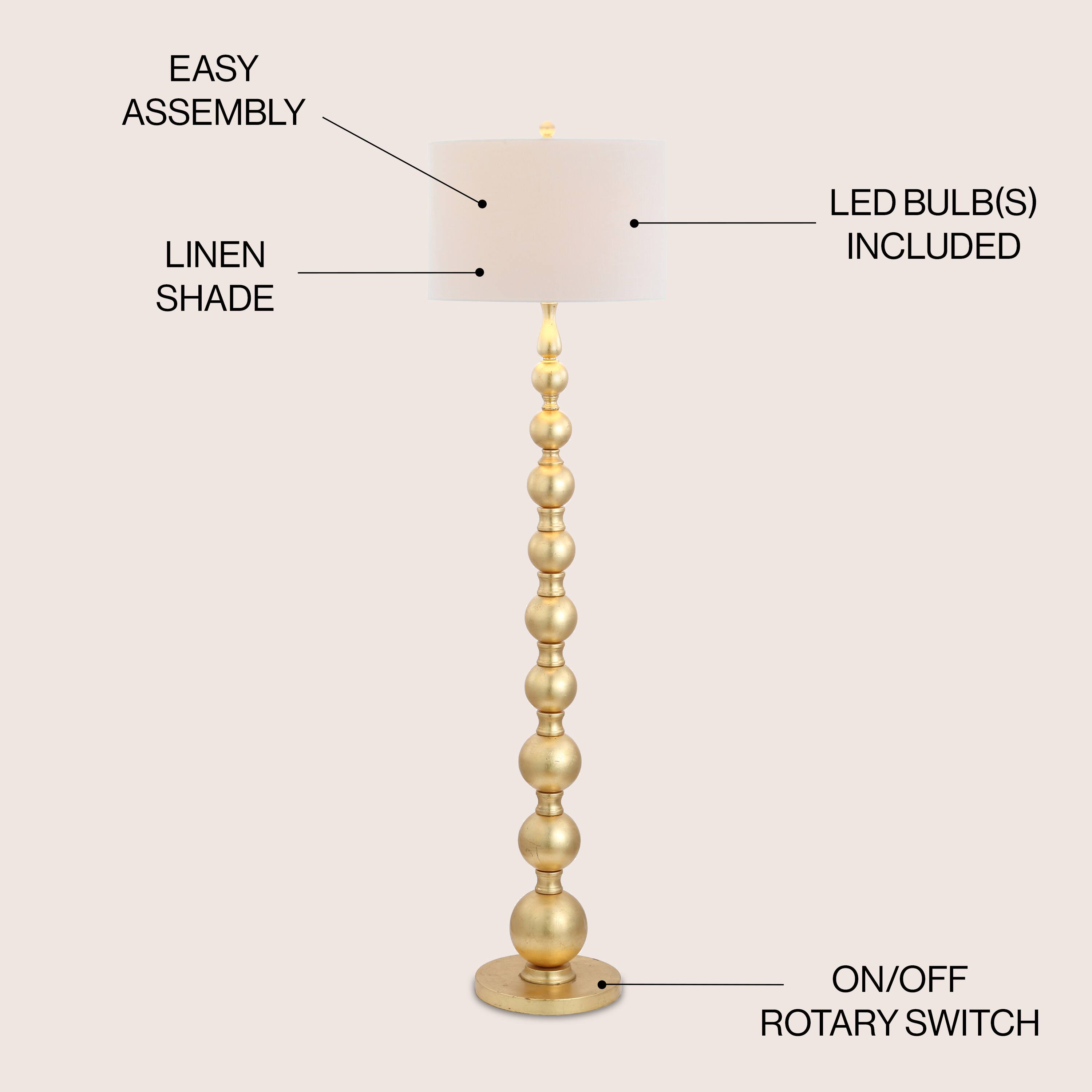 EASY ASSEMBLY  
LINEN SHADE  
LED BULB(S) INCLUDED  
ON/OFF ROTARY SWITCH
