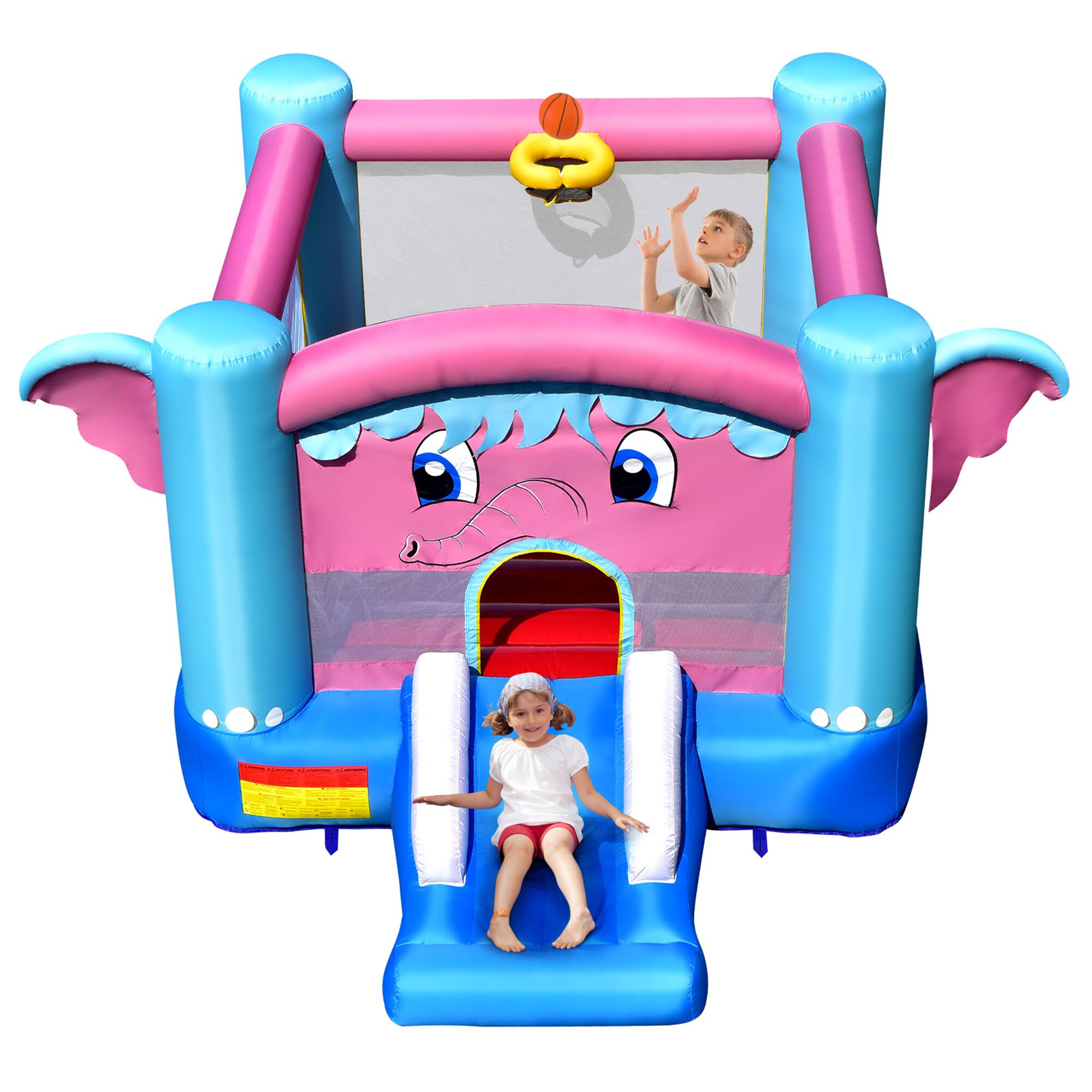 Alt View 3. Gymax - Gymax Inflatable Bounce House 3-in-1 Elephant Theme Inflatable Castle without Blower.