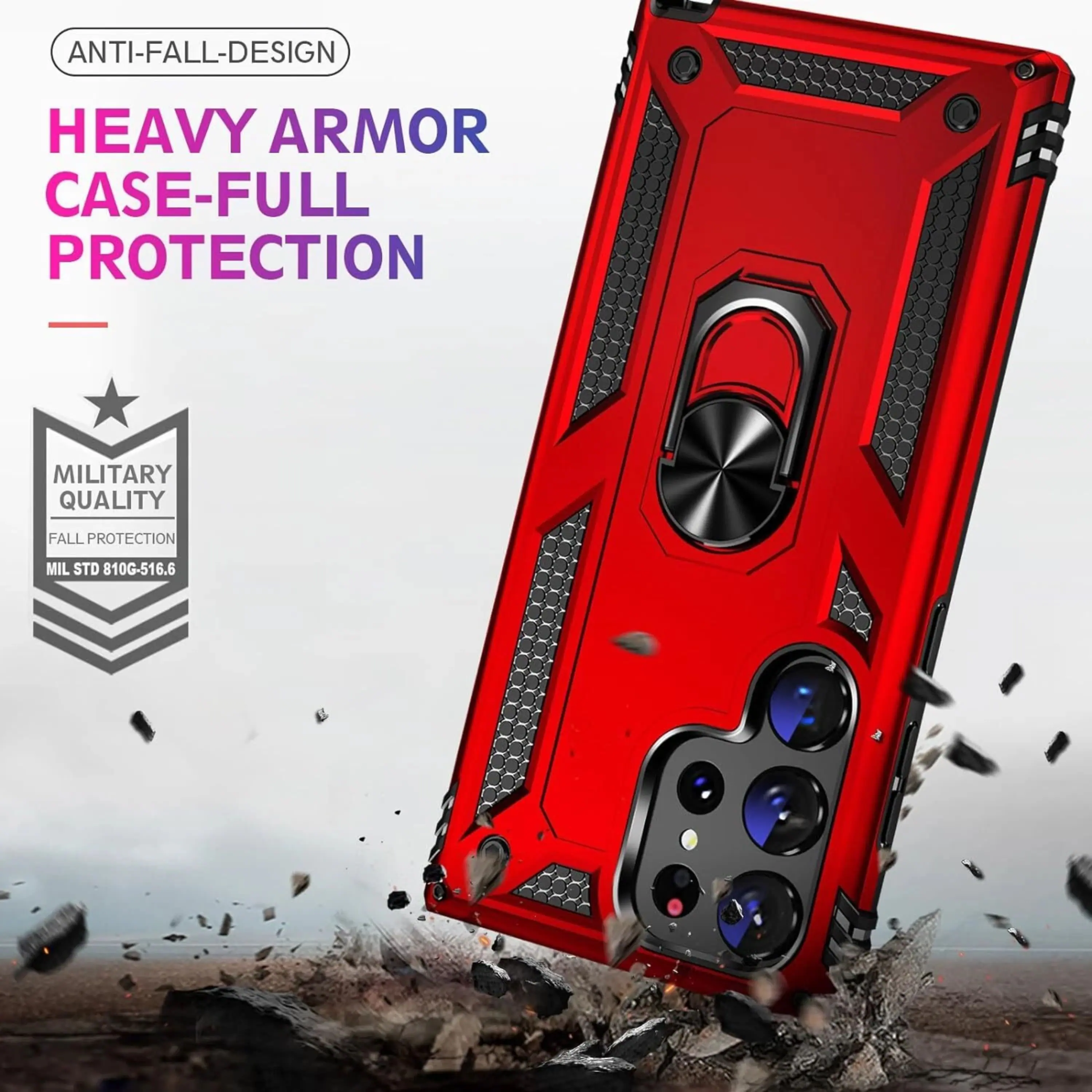 ANTI-FALL-DESIGN  
HEAVY ARMOR CASE-FULL PROTECTION  
MILITARY QUALITY  
FALL PROTECTION  
MIL STD 810G-516.6