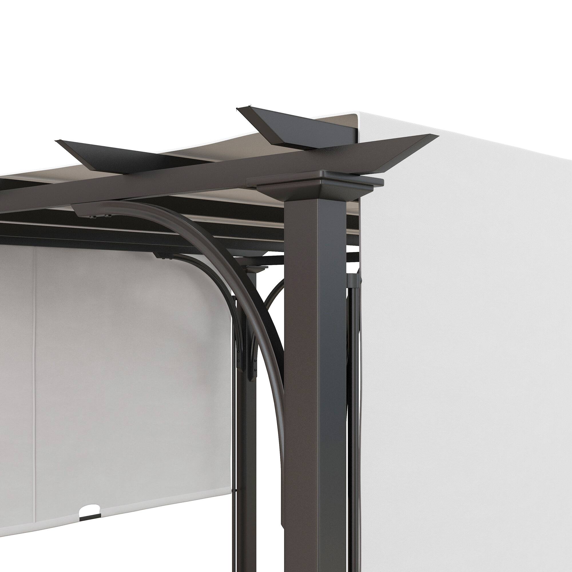 Alt View 4. Outsunny - 10' x 10' Patio Pergola with Weather-Resistant Steel Frame, Backyard Sun Shade Canopy Cover Shelter - White.