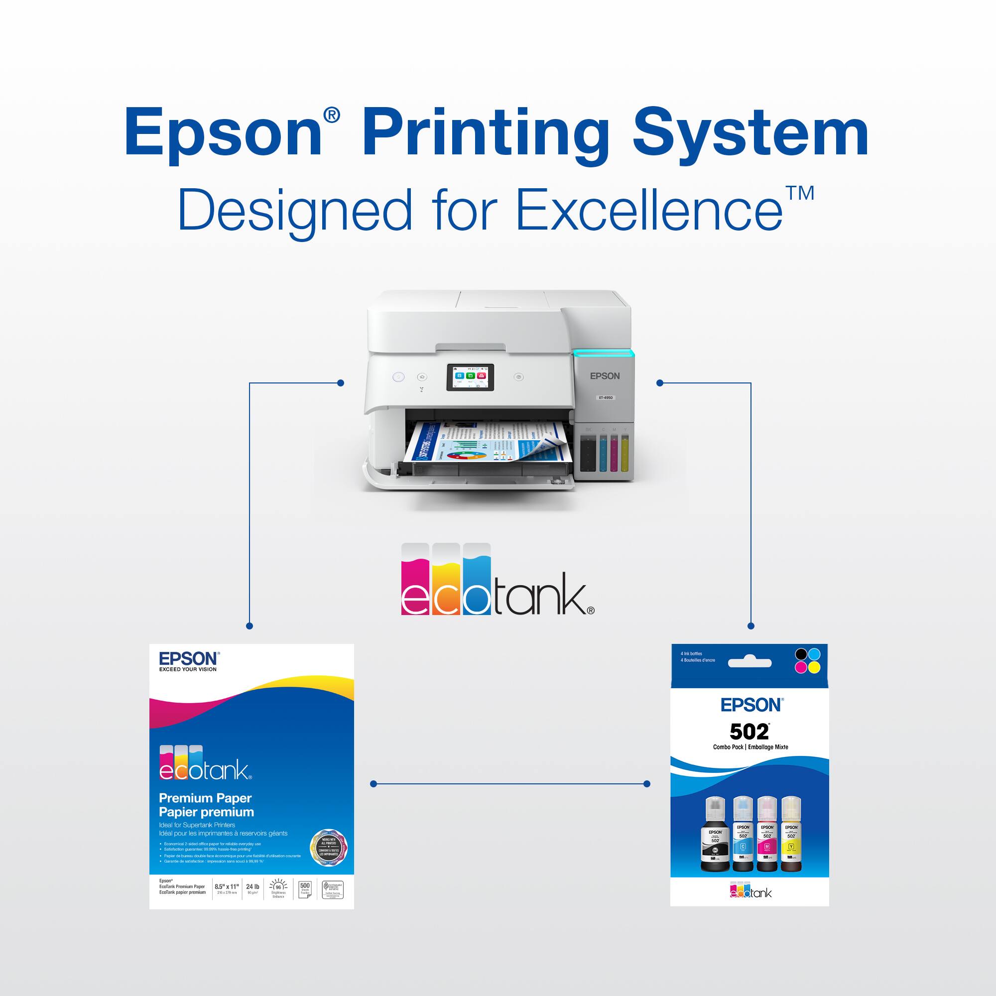 Epson Printing System™ Designed for Excellence

EPSON edotank
EPSON edotank Premium Paper Papier premium
EPSON 502