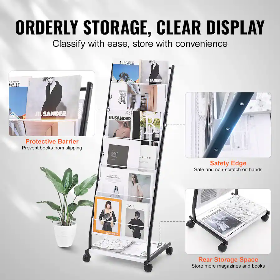 Publication Display VEVOR Brochure Display Rack, 6 Tier Magazine Literature Display Stand ...