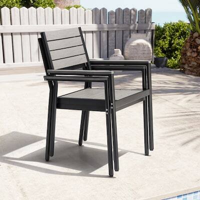 Alt View 5. Crestlive Products - Crestlive Products Set of 2 Stackable Brown Aluminum Frame Stationary Dining Chair Gray Mesh Seat - Gray-2PC.