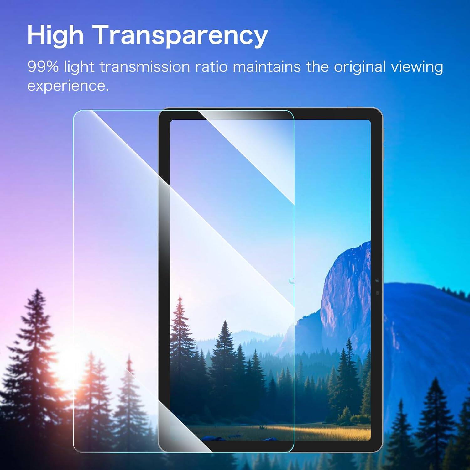 High Transparency  
99% light transmission ratio maintains the original viewing experience.