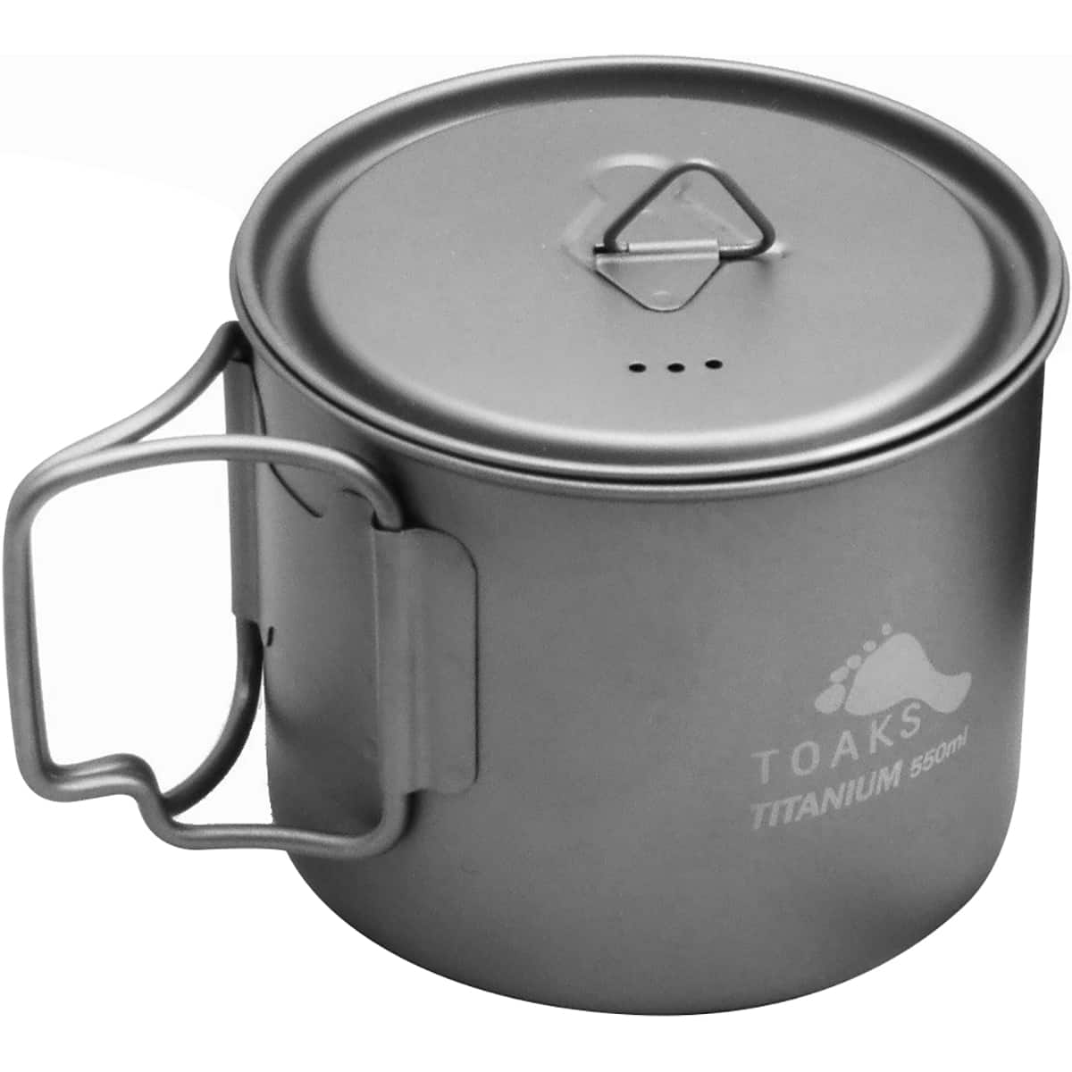 TOAKS - Titanium 550ml Pot with Foldable Handles POT-550-L - Outdoor Camping Camp - Silver