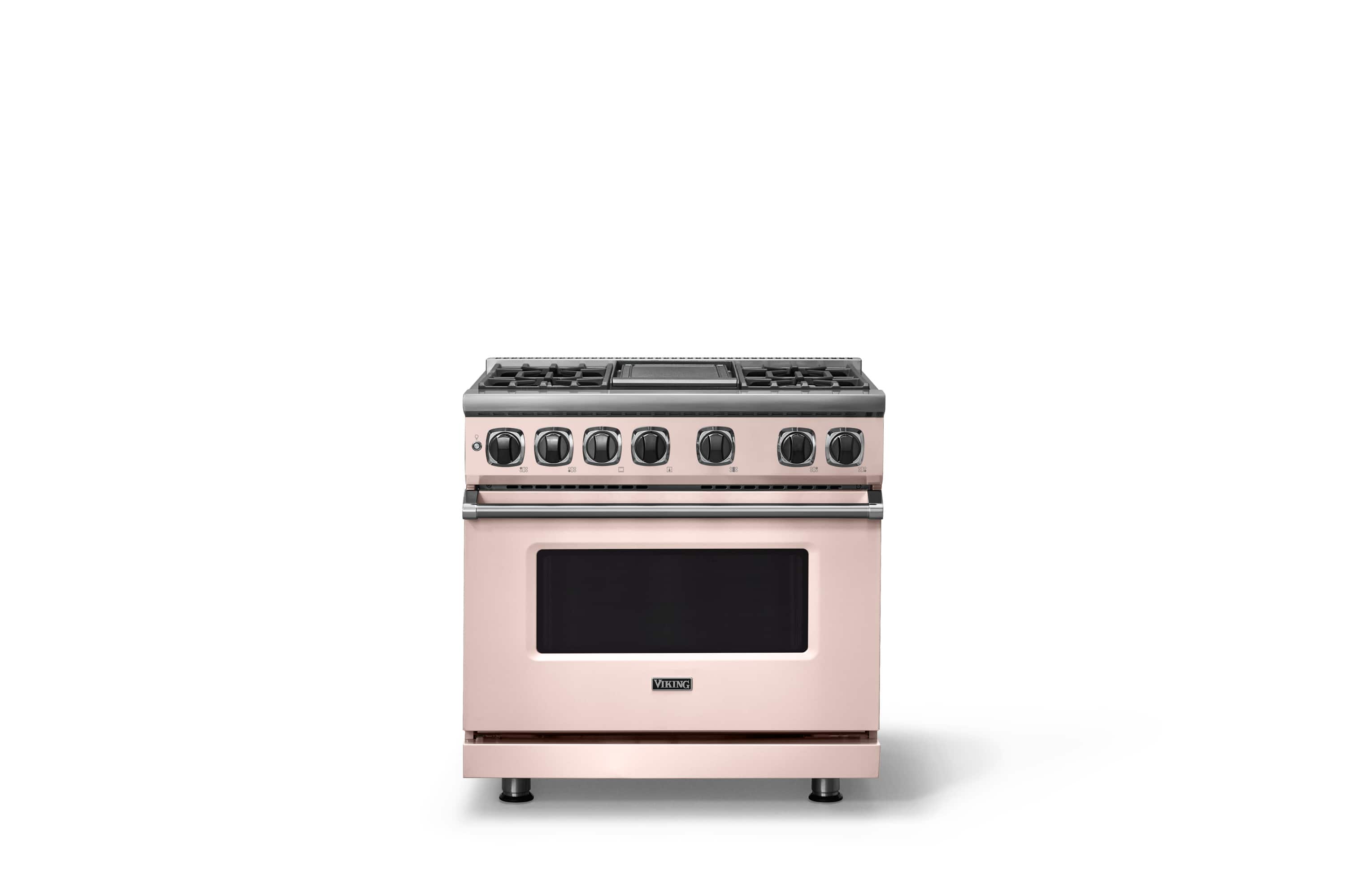 Front. Viking - 36"W. 5.6 Cu. Ft. 7S Self-Clean Dual Fuel Range-Blush - Blush.