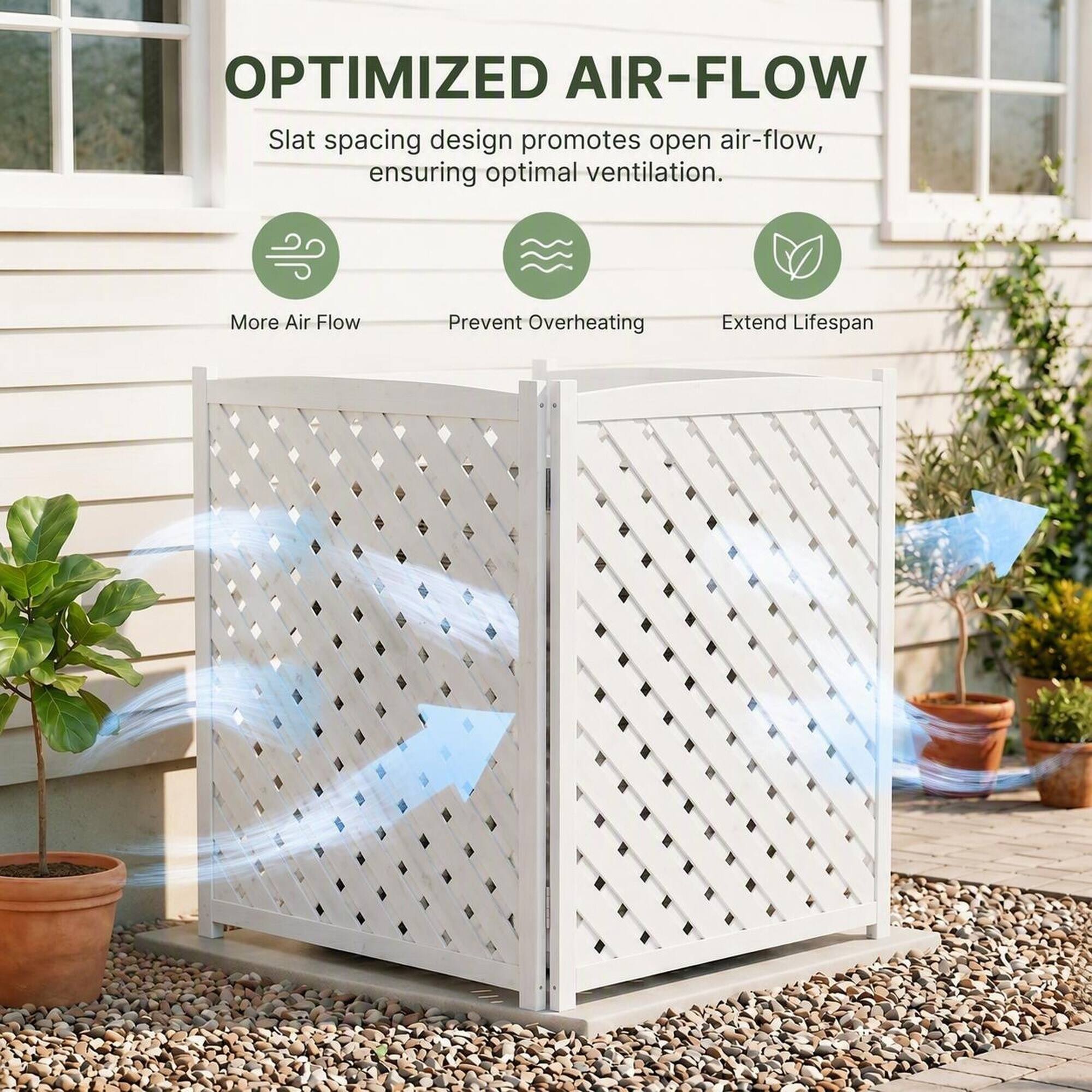 OPTIMIZED AIR-FLOW  
Slat spacing design promotes open air-flow, ensuring optimal ventilation.  
More Air Flow  
Prevent Overheating  
Extend Lifespan