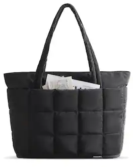 Bagsmart - Expandable Quilted Puffer Work Tote & Travel Bag, Waterproof Carry-On Luggage for Gym, College, and Daily Commute - Black