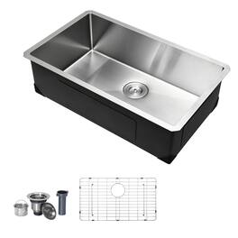 VEVOR - 30-inch Kitchen Undermount Single Bowl Sinks, Stainless Steel Drop-In Farmhouse Basin with Accessories - Silver