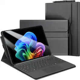 Fintie - Portfolio Case for Microsoft Surface Pro 12 Inch 1st/2nd Edition (2025-2026) Multi-Angle Viewing Business TPU Back Cover - Black