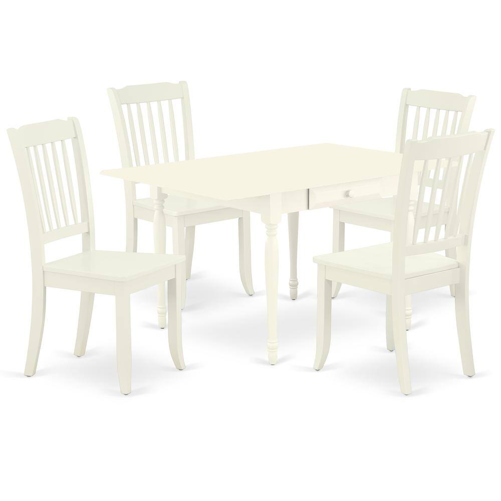 Left. East West Furniture - Dining Room Set Linen White - Brown.