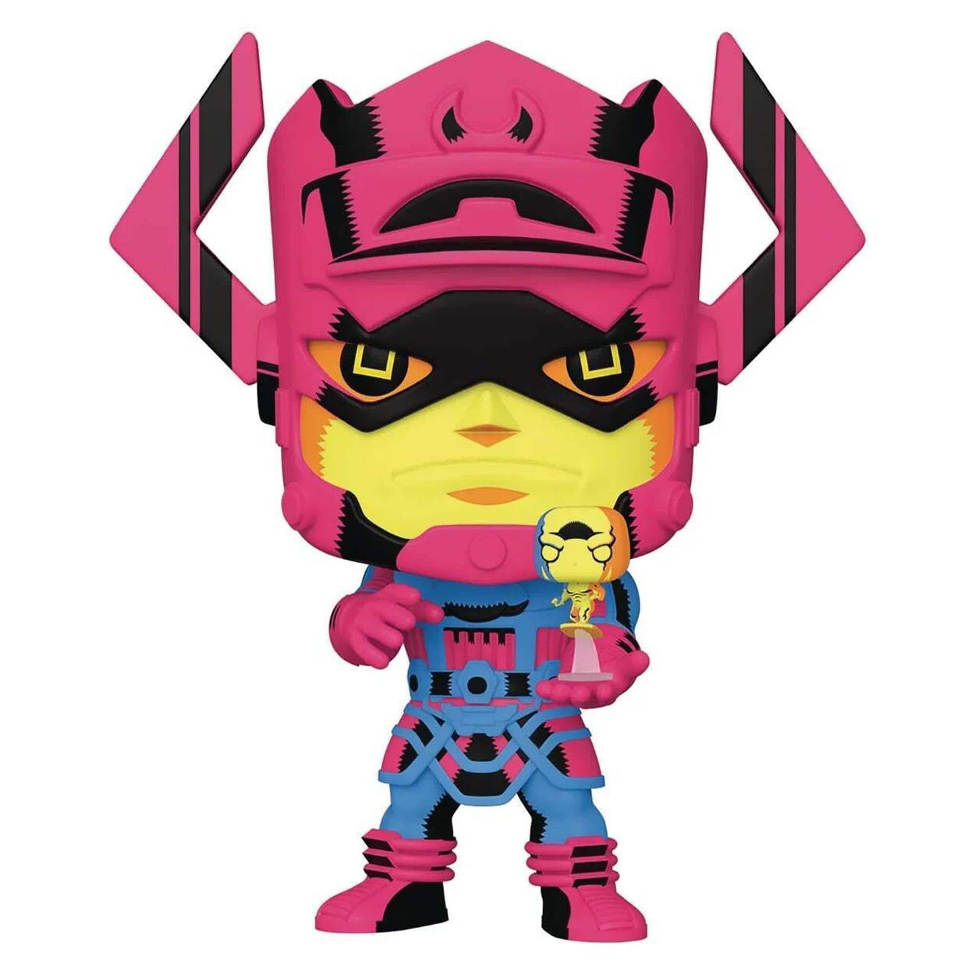Marvel Jumbo Funko POP | Galactus with Silver Surfer (Black Light Version) - Multi-Color